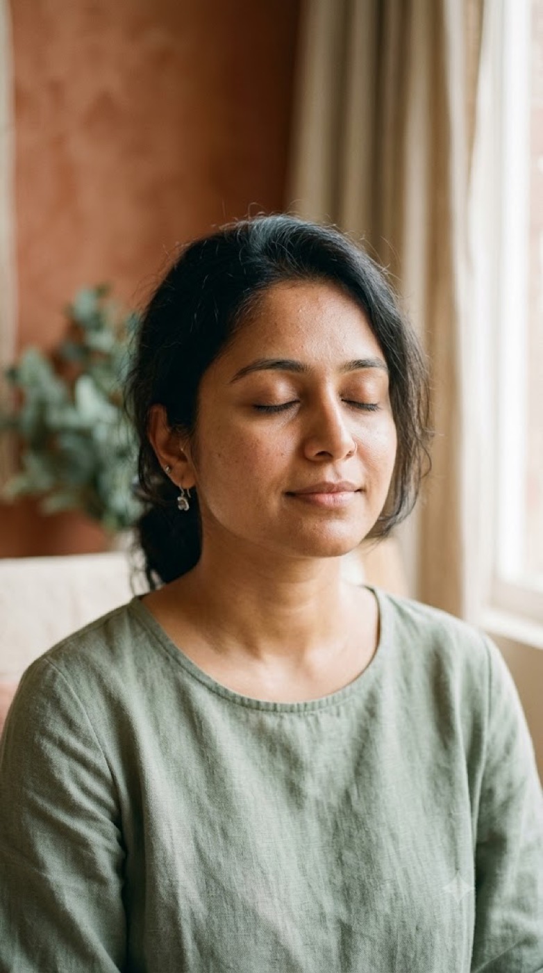 A person at peace in a quiet moment of stillness