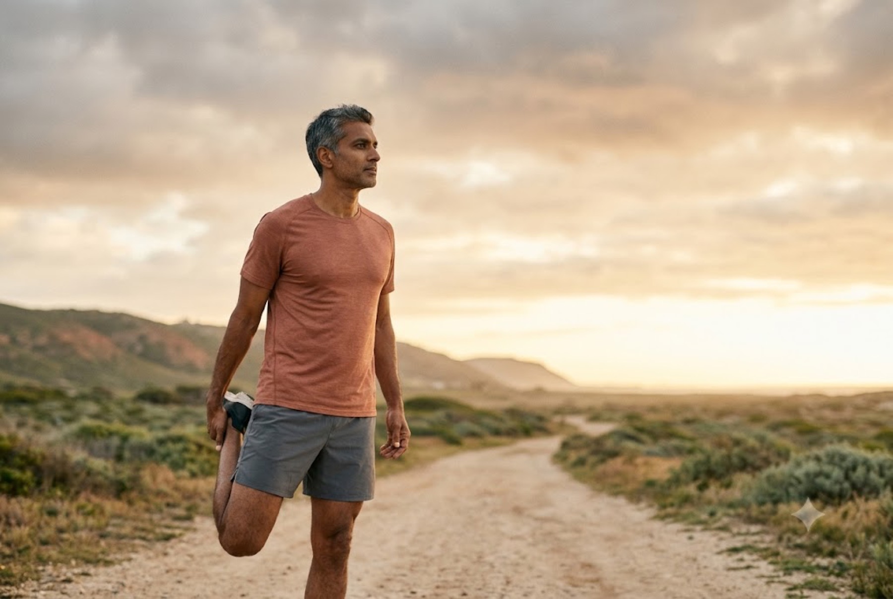 An athlete moving with ease at dawn